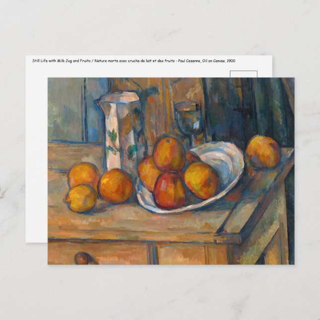Paul Cezanne - Stillleben mit Milchsaft und Obst Postkarte (Vorne/Hinten)