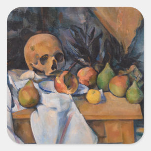 Paul Cezanne - Stillleben mit Skull Quadratischer Aufkleber