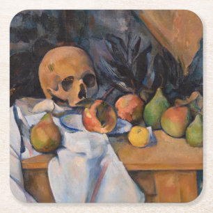 Paul Cezanne - Stillleben mit Totenkopf Rechteckiger Pappuntersetzer