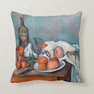 Paul Cézanne, Stillleben mit Zwiebeln und einer Fl Kissen