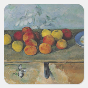 Paul Cezanne Stillleben von Äpfeln und Keksen, Quadratischer Aufkleber