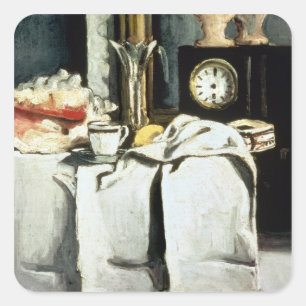 Paul Cezanne  The Black Marble Clock, c.1870 Quadratischer Aufkleber