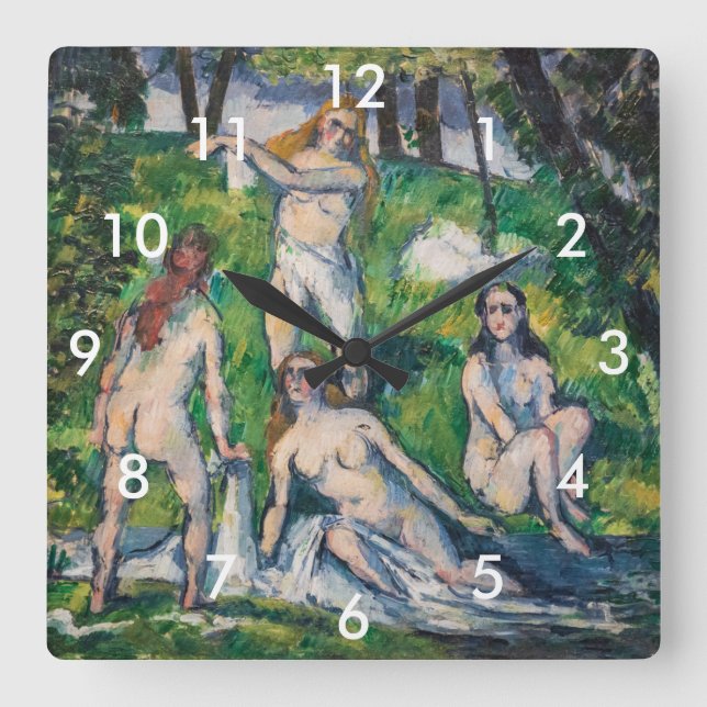 Paul Cezanne - Vier Bathers Quadratische Wanduhr (Vorderseite)