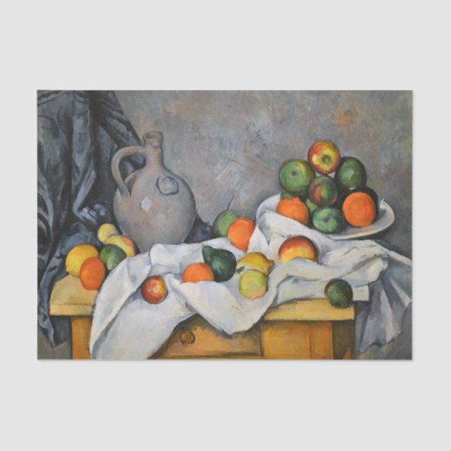 Paul Cezanne - Vorhang, Jug und Fruchtschale Seidenpapier (Vorderseite)