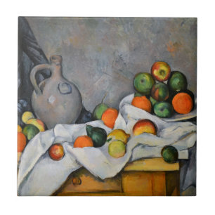 Paul Cezanne - Vorhang, Krug und Obstschale Fliese