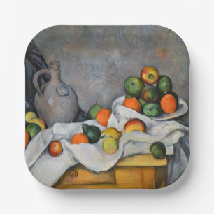 Paul Cezanne - Vorhang, Krug und Obstschale Pappteller