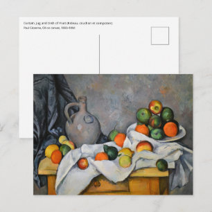 Paul Cezanne - Vorhang, Krug und Obstschale Postkarte