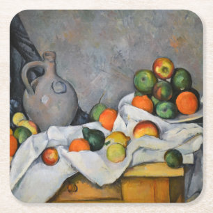 Paul Cezanne - Vorhang, Krug und Obstschale Rechteckiger Pappuntersetzer