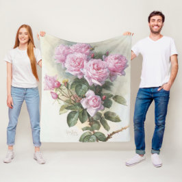 Paul De Longpre Pink Roses Fleecedecke