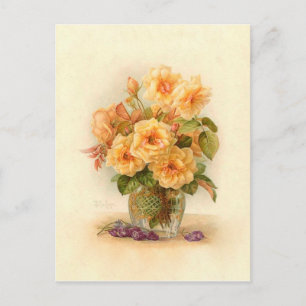 Paul De Longpre Viktorianisch Blume Rose Bouquet Postkarte