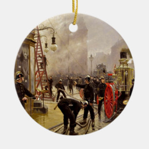 Paul Fischer: Ein Feuer auf Kultorvet Keramik Ornament