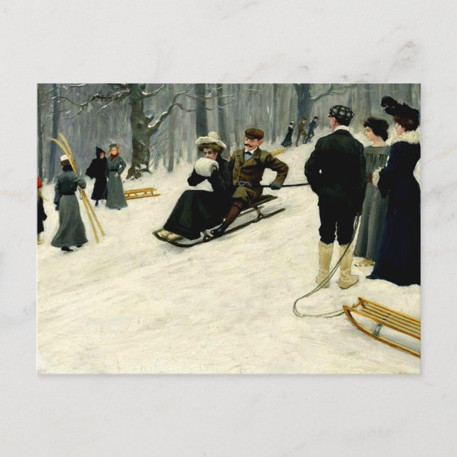 Paul Fischer - Snow Sled Ride in Sondermarken, Postkarte (Vorderseite)