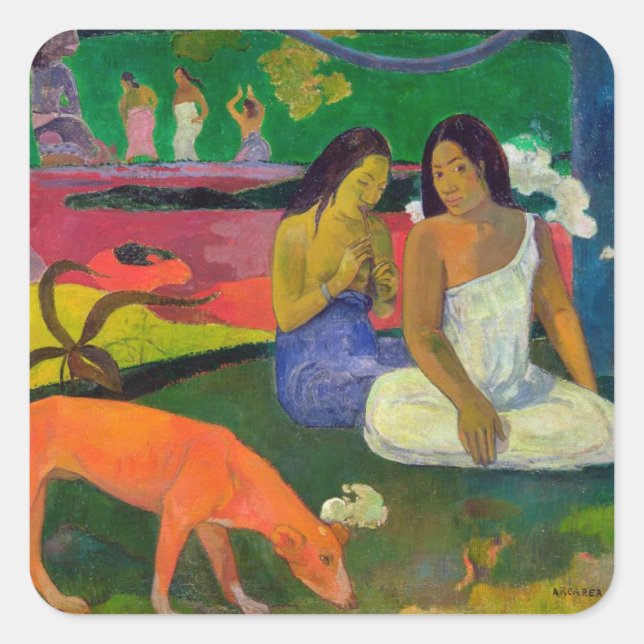 Paul Gauguin | Arearea (The Red Dog), 1892 Quadratischer Aufkleber (Vorderseite)
