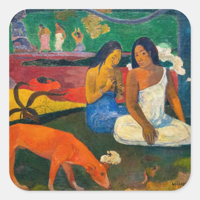 Paul Gauguin - Arearea / The Red Dog Quadratischer Aufkleber (Vorderseite)