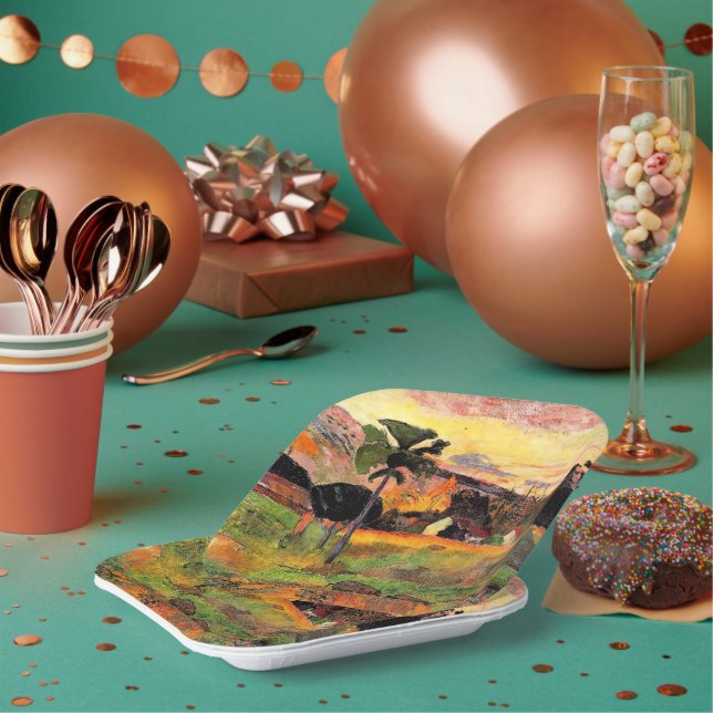 Paul Gauguin berühmtes Bild, Komm her, Pappteller (Multi)