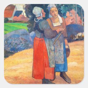 Paul Gauguin - Bretonische Bäuerinnen Quadratischer Aufkleber