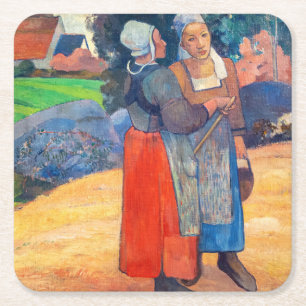 Paul Gauguin - Bretonische Bäuerinnen Rechteckiger Pappuntersetzer