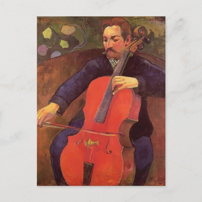 Paul Gauguin- Cellist, Portrait von Upaupa Scheklu Postkarte (Vorderseite)