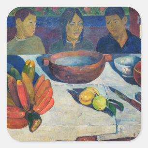Paul Gauguin - Das Essen / Bananen Quadratischer Aufkleber