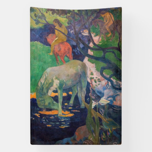 Paul Gauguin - Das Weiße Pferd Banner (Vertikal)