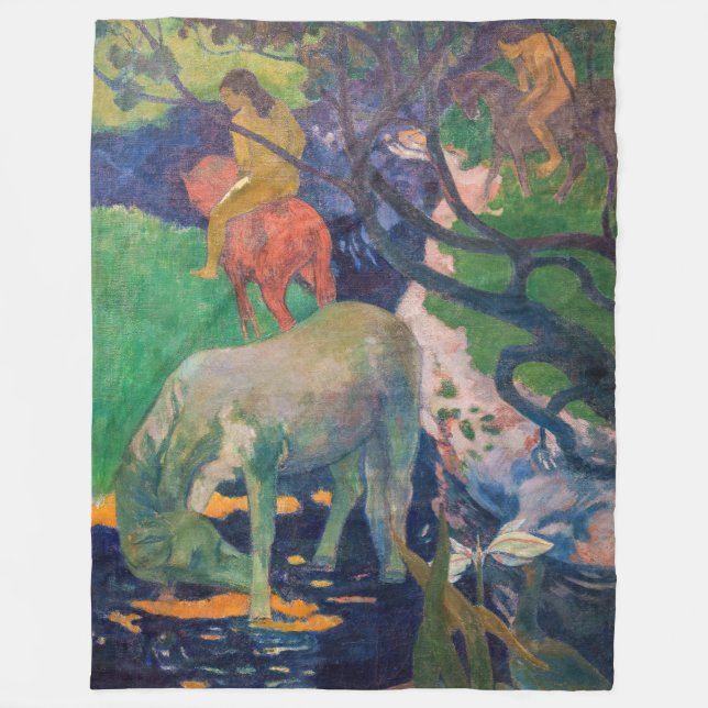 Paul Gauguin - Das Weiße Pferd Fleecedecke (Vorderseite)