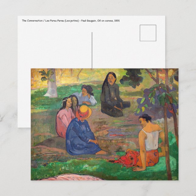 Paul Gauguin - Der Konversation / Parau Postkarte (Vorne/Hinten)