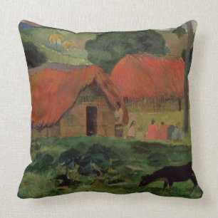 Paul Gauguin   die drei Hütten, Tahiti, 1891-92 Kissen