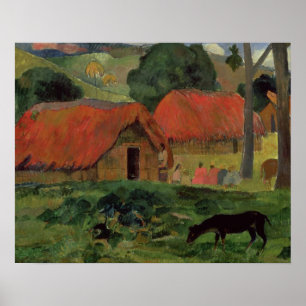 Paul Gauguin   die drei Hütten, Tahiti, 1891-92 Poster