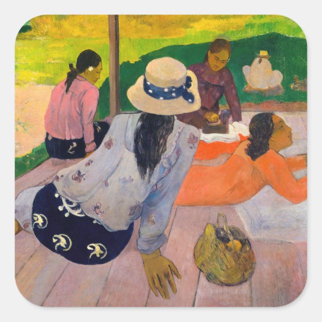 Paul Gauguin - Die Siesta Quadratischer Aufkleber (Vorderseite)