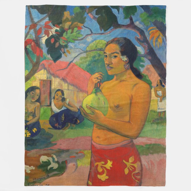 Paul Gauguin - Frauen, die eine Frucht halten Fleecedecke (Vorderseite)