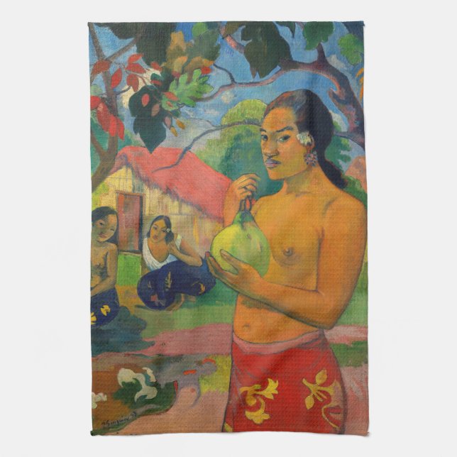Paul Gauguin - Frauen, die eine Frucht halten Geschirrtuch (Vertikal)