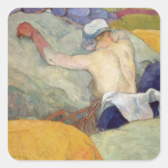 Paul Gauguin | Im Sommer 1888 bei Schweinen Quadratischer Aufkleber (Vorderseite)