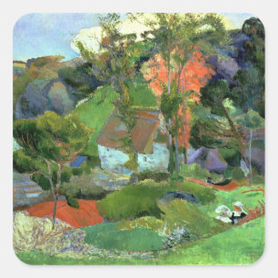 Paul Gauguin   Landschaft in Pont Aven, 1888 Quadratischer Aufkleber