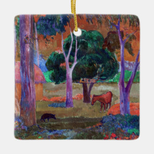 Paul Gauguin - Landschaft mit einem Schwein und ei Keramikornament