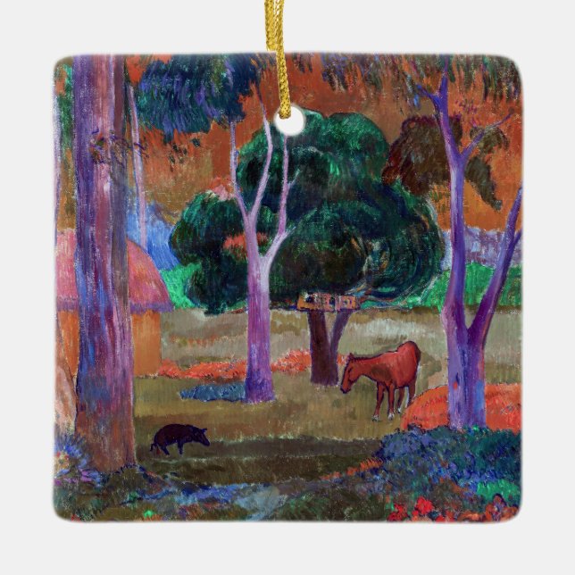 Paul Gauguin - Landschaft mit einem Schwein und ei Keramikornament (Vorderseite)