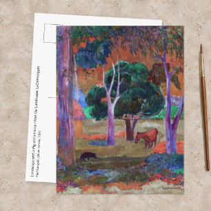 Paul Gauguin - Landschaft mit einem Schwein und ei Postkarte