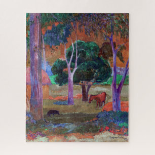 Paul Gauguin - Landschaft mit einem Schwein und ei Puzzle