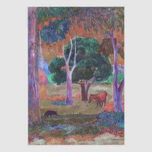 Paul Gauguin - Landschaft mit einem Schwein und ei Seidenpapier