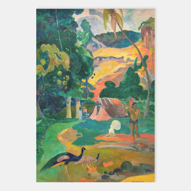 Paul Gauguin - Landschaft mit Peacocks / Matamoe Geschenkpapier Set (Von Creator hochgeladen)