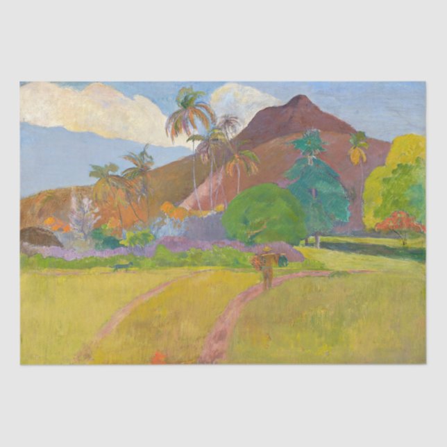 Paul Gauguin - Landschaft von Tahitien Seidenpapier (Vorderseite)
