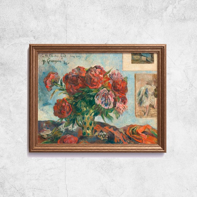 Paul Gauguin lebt noch mit Peonies und roten Blume Poster (Paul Gauguin Still Life With Peonies Red Flowers Poster
)