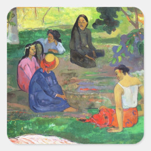 Paul Gauguin Les Parau Parau , oder Konversation Quadratischer Aufkleber