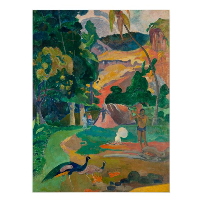 Paul Gauguin Matamoe Landschaft mit Peacocks Poster (Vorderseite)