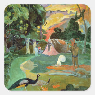 Paul Gauguin   Matamoe oder, Landschaft mit Pfaus Quadratischer Aufkleber
