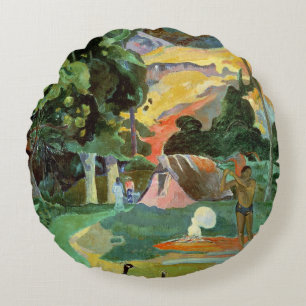 Paul Gauguin Matamoe oder, Landschaft mit Pfaus Rundes Kissen
