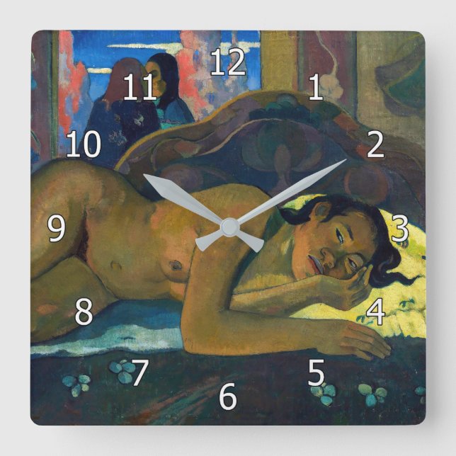 Paul Gauguin - Nevermore / O Taiti Quadratische Wanduhr (Vorderseite)