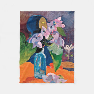 Paul Gauguin - noch Leben mit Blumen und Idol (C Fleecedecke