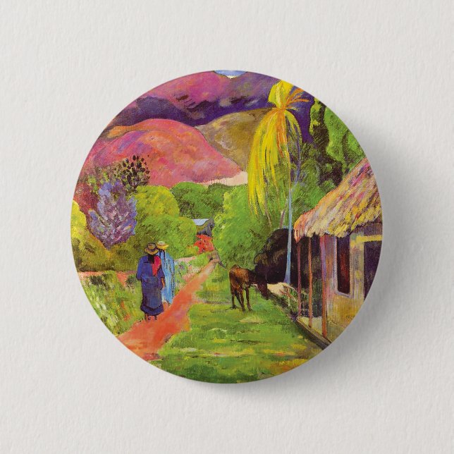 Paul Gauguin Road in Tahiti Vintage Kunstkunst Button (Vorderseite)