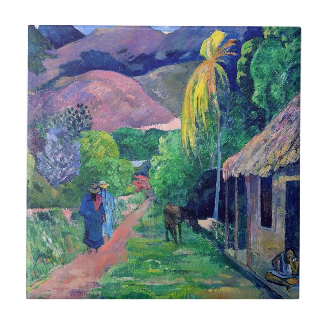 Paul Gauguin - Straße in Tahiti Fliese (Vorderseite)