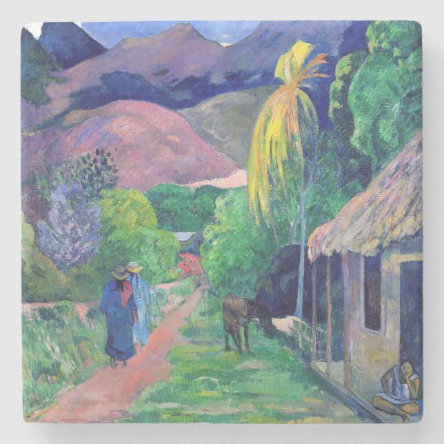 Paul Gauguin - Straße in Tahiti Steinuntersetzer (Vorderseite)